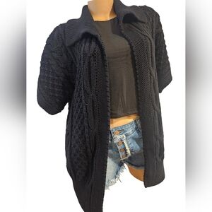 Moda International Black Open Front Knit Sweater